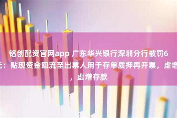 铭创配资官网app 广东华兴银行深圳分行被罚60万元：贴现资金回流至出票人用于存单质押再开票，虚增存款